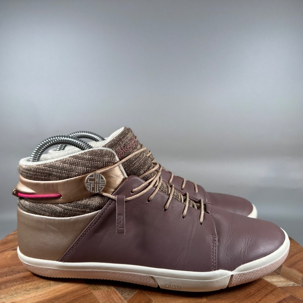 PLAE Abra WP Women 7.5 Waterproof Mid Top Sneakers Fig Rose Gold